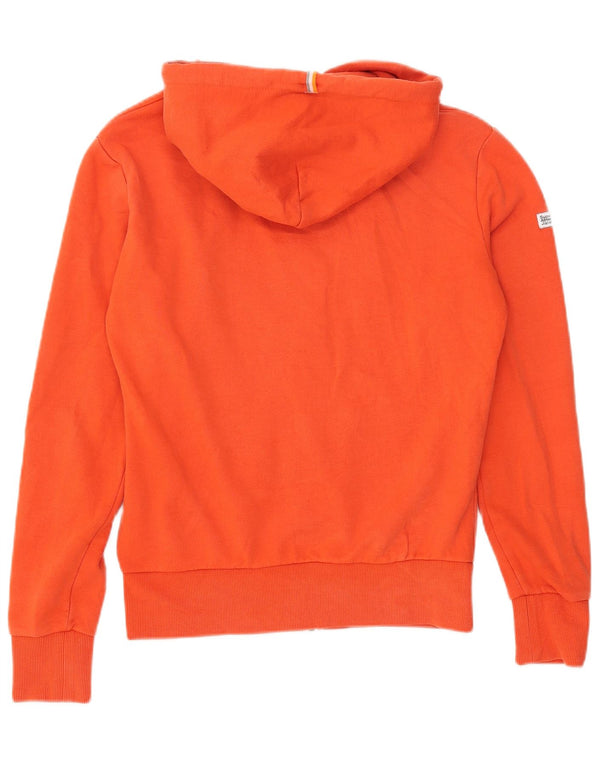 Superdry Mens Zip Hoodie Sweater Small Orange Cotton