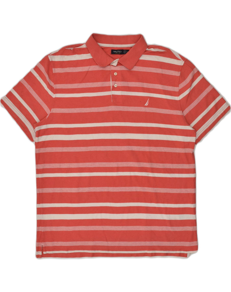 NAUTICA Mens Polo Shirt 2XL Red Striped Cotton | Vintage Nautica | Thrift | Second-Hand Nautica | Used Clothing | Messina Hembry 