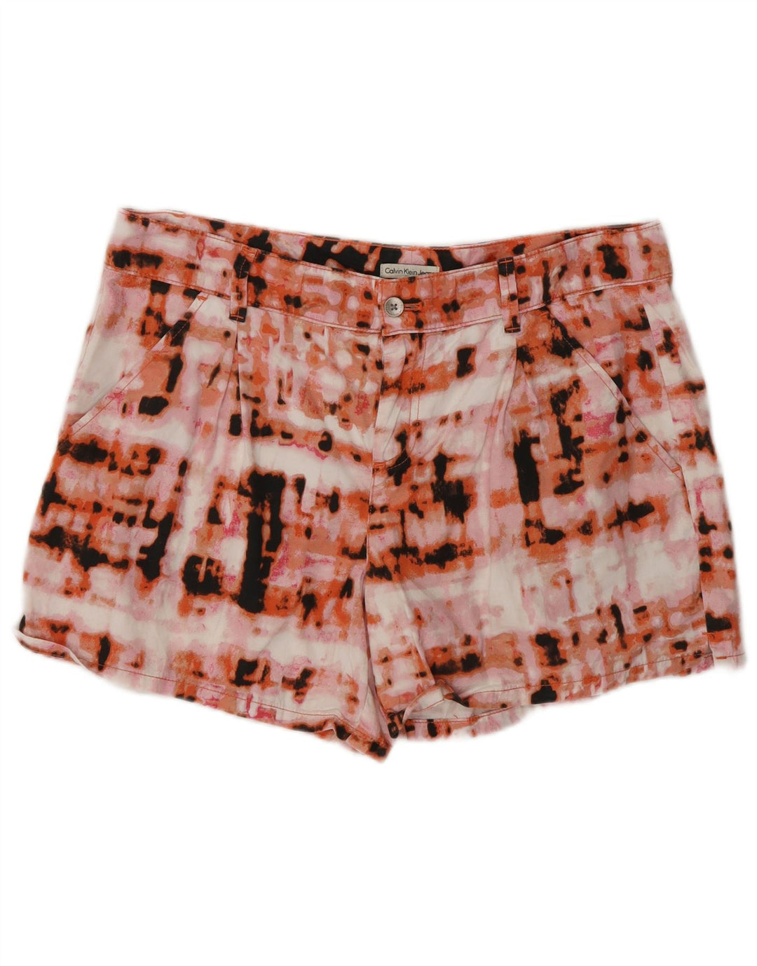 Calvin Klein Womens Casual Shorts UK 12 Medium W30 Multicoloured Tie Dye