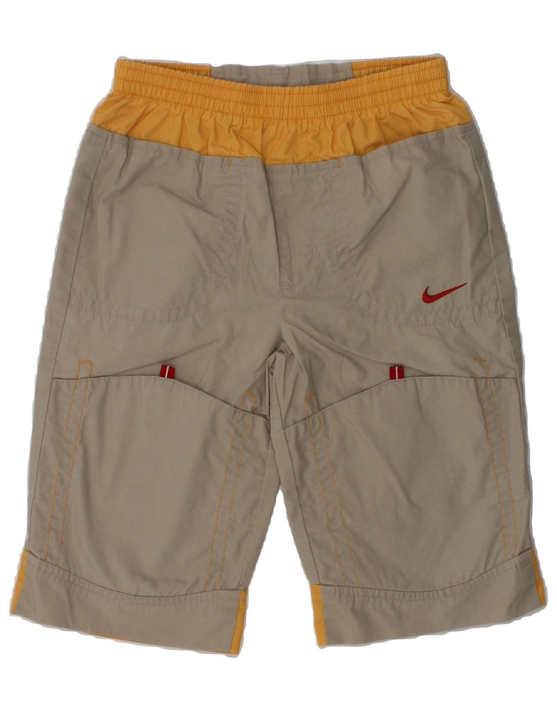 NIKE Boys Sport Shorts 10-11 Years Medium  Beige Polyester | Vintage Nike | Thrift | Second-Hand Nike | Used Clothing | Messina Hembry 