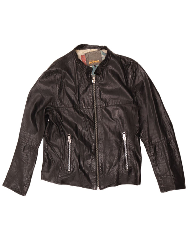 Imperial Womens Biker Leather Jacket IT 48 XL Black