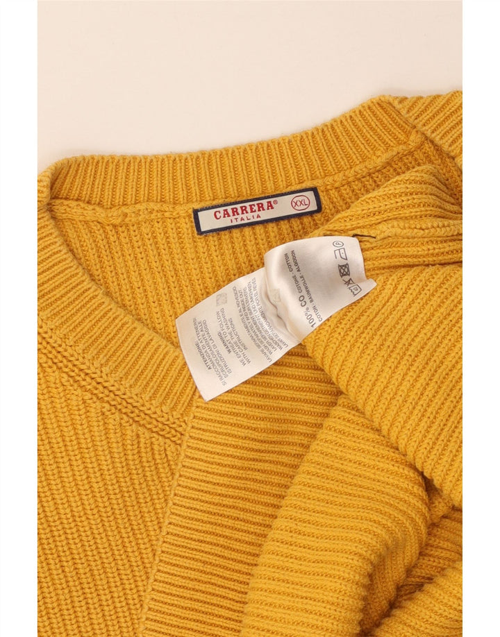 CARRERA Mens Crew Neck Jumper Sweater 2XL Yellow Cotton