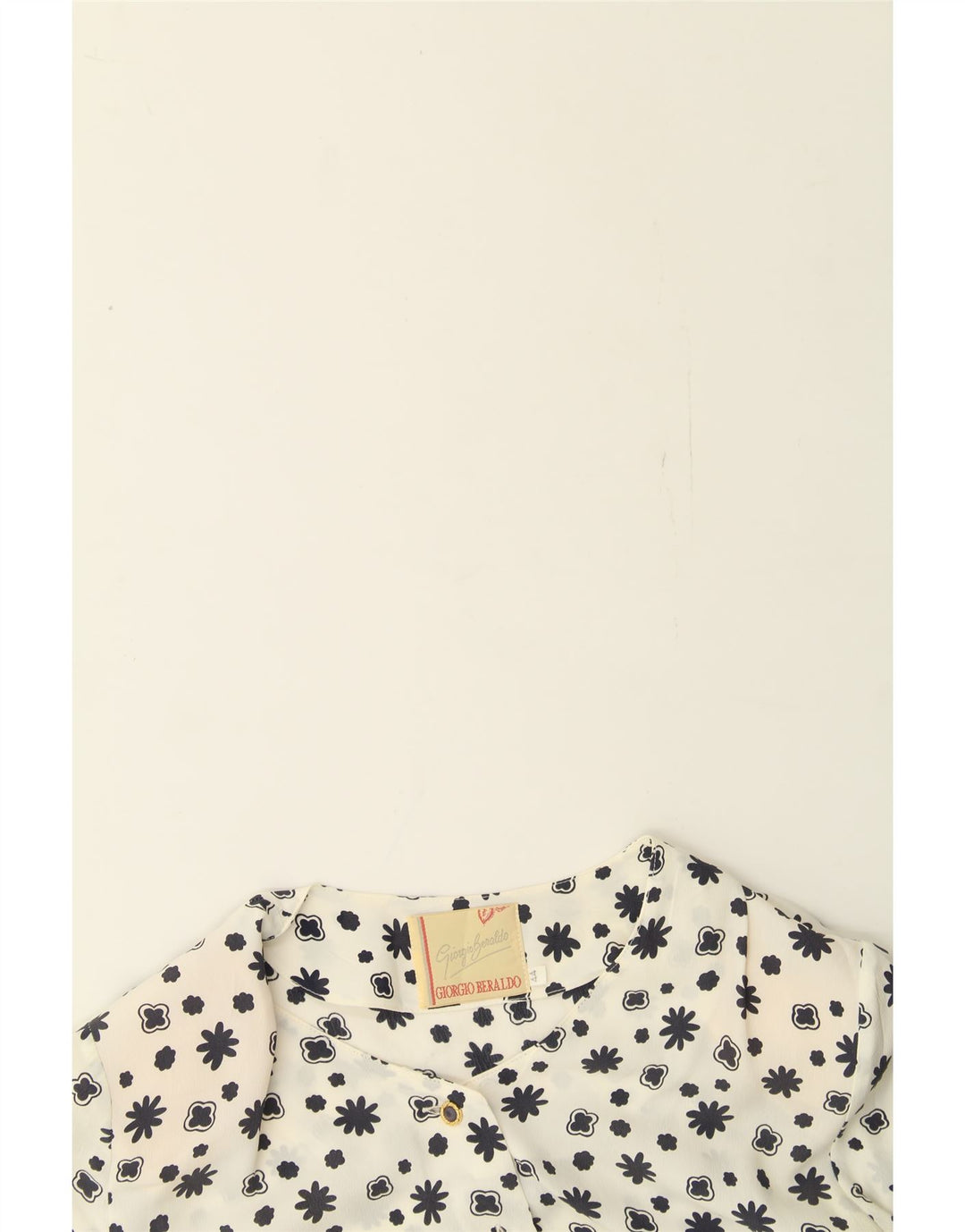 GIORGIO BERALDO Womens Short Sleeve Shirt Blouse IT 44 Medium White Floral Vintage Giorgio Beraldo and Second-Hand Giorgio Beraldo from Messina Hembry 