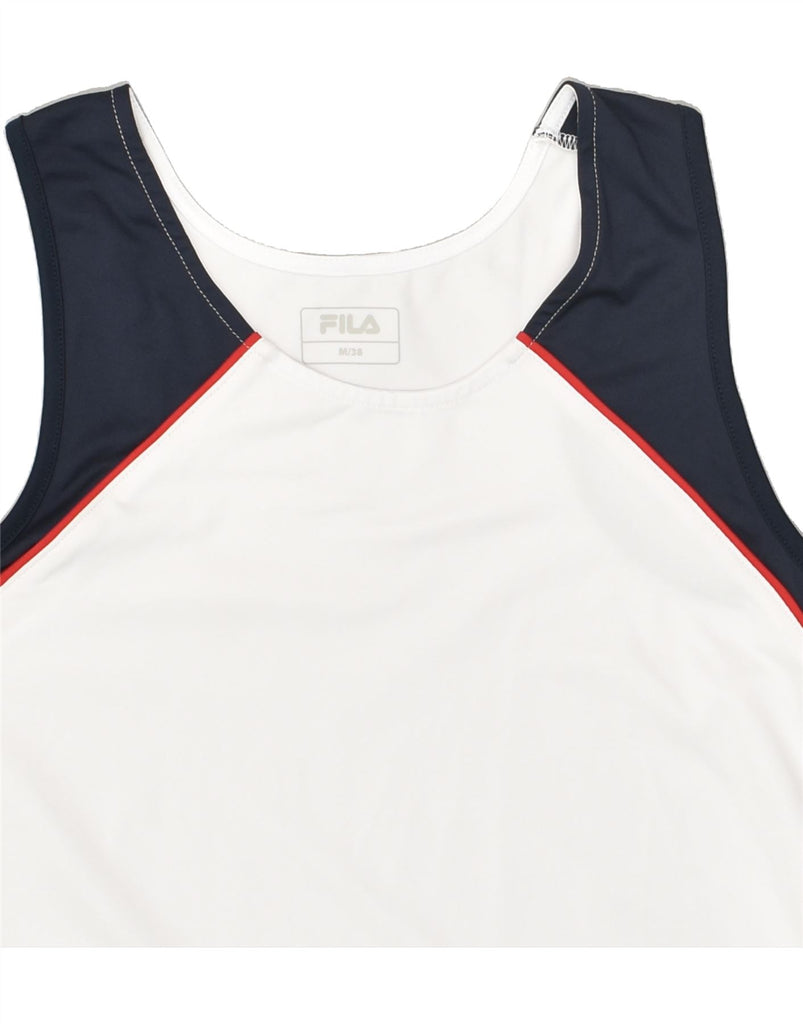 FILA Womens Vest Top EU 38 Medium White Colourblock Polyester | Vintage Fila | Thrift | Second-Hand Fila | Used Clothing | Messina Hembry 