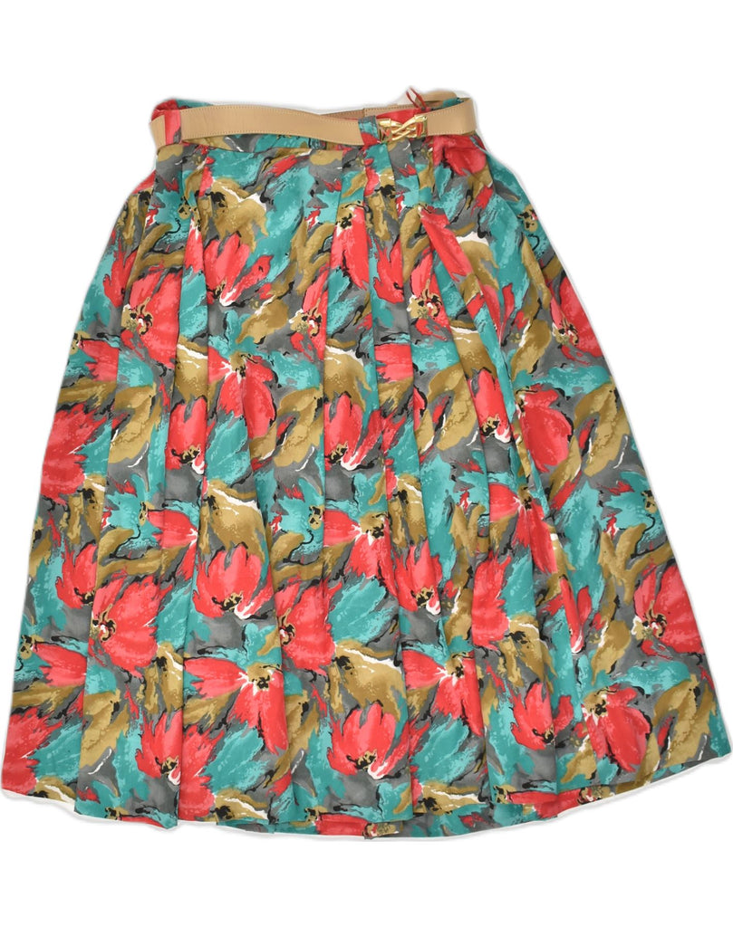 VINTAGE Womens Pleated A-Line Skirt W28 Medium Multicoloured Floral | Vintage Vintage | Thrift | Second-Hand Vintage | Used Clothing | Messina Hembry 