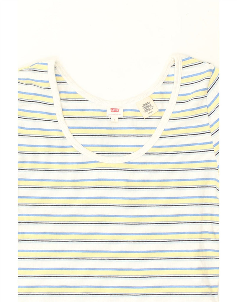 LEVI'S Womens T-Shirt Top UK 8 Small Multicoloured Striped Cotton | Vintage Levi's | Thrift | Second-Hand Levi's | Used Clothing | Messina Hembry 