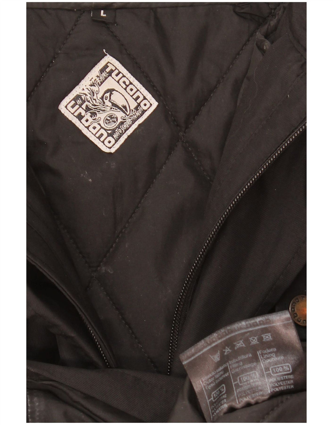 Tucano Urbano Mens Hooded Utility Jacket UK 40 Large Black Polyester