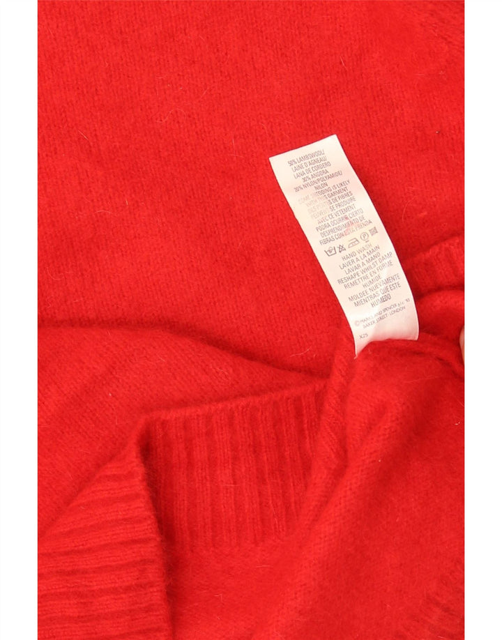 Marks & Spencer Womens Crop Crew Neck Jumper Sweater UK 8 Small Red