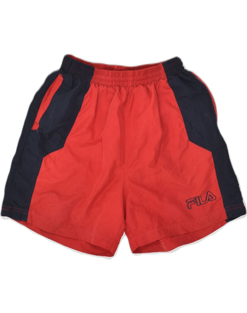 FILA Boys Sport Shorts 10-11 Years Medium Red Colourblock | Vintage Fila | Thrift | Second-Hand Fila | Used Clothing | Messina Hembry 