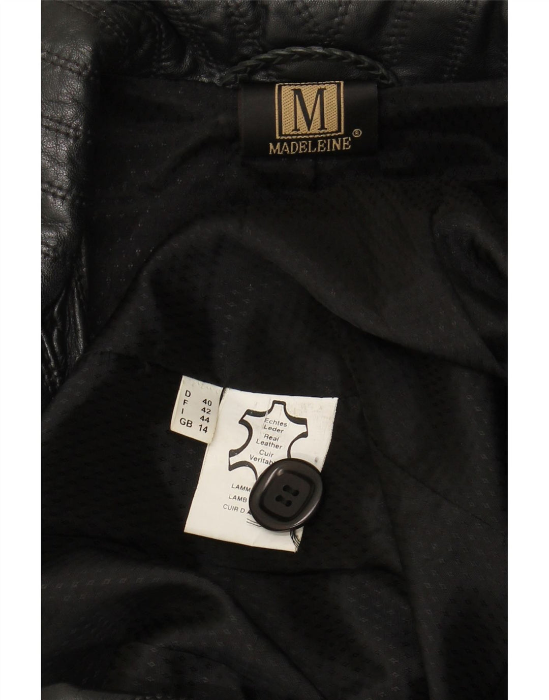 MADELEINE Womens Leather Coat UK 14 Large Black Leather