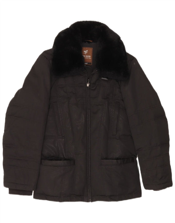 PIERO GUIDI Womens Oversized Padded Jacket UK 10 Small Black Cotton