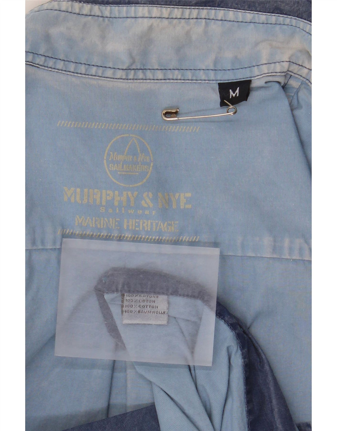 Murphy & Nye Mens Shirt Medium Blue Cotton