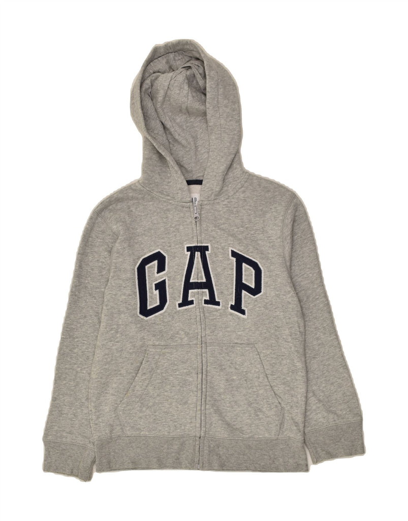 GAP Boys Graphic Zip Hoodie Sweater 7-8 Years Medium Grey Cotton | Vintage Gap | Thrift | Second-Hand Gap | Used Clothing | Messina Hembry 