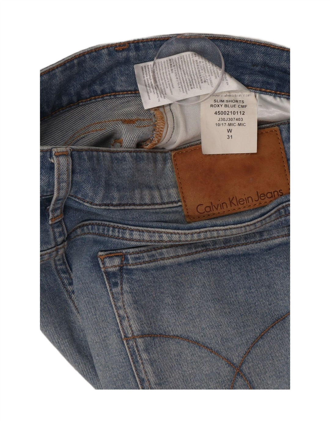 Calvin Klein Womens Slim Denim Shorts W31 Medium  Blue Cotton