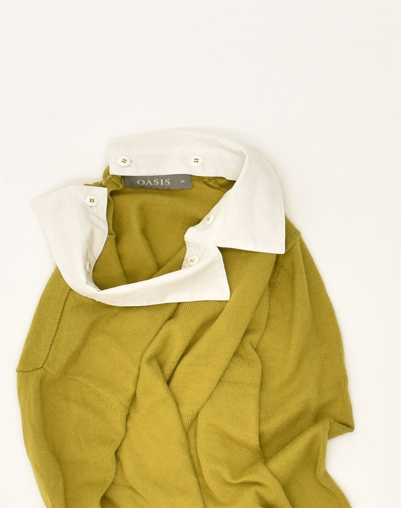 OASIS Womens Polo Neck Jumper Sweater UK 14 Medium Khaki Cotton | Vintage Oasis | Thrift | Second-Hand Oasis | Used Clothing | Messina Hembry 