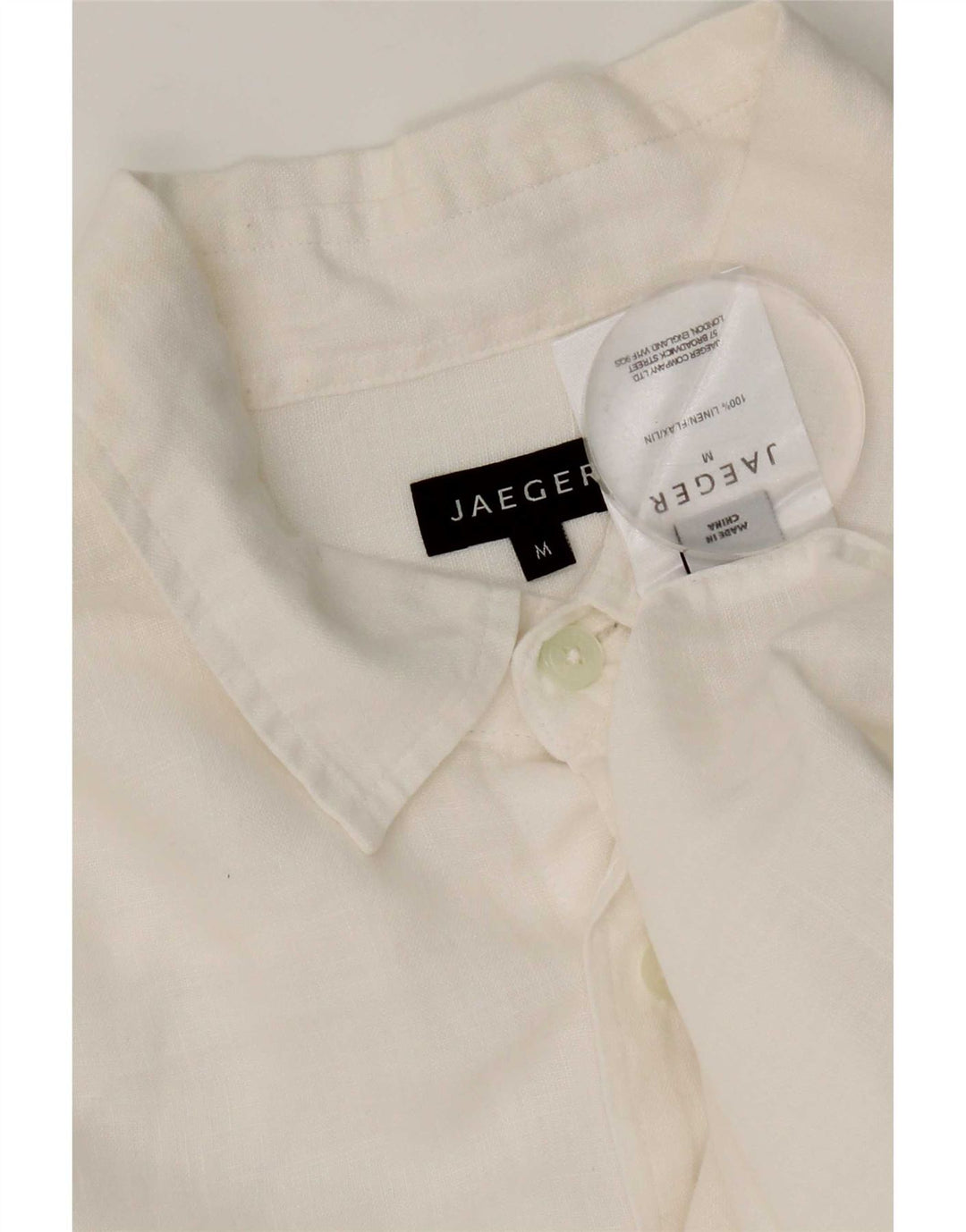 Jaeger Mens Shirt Medium White Linen