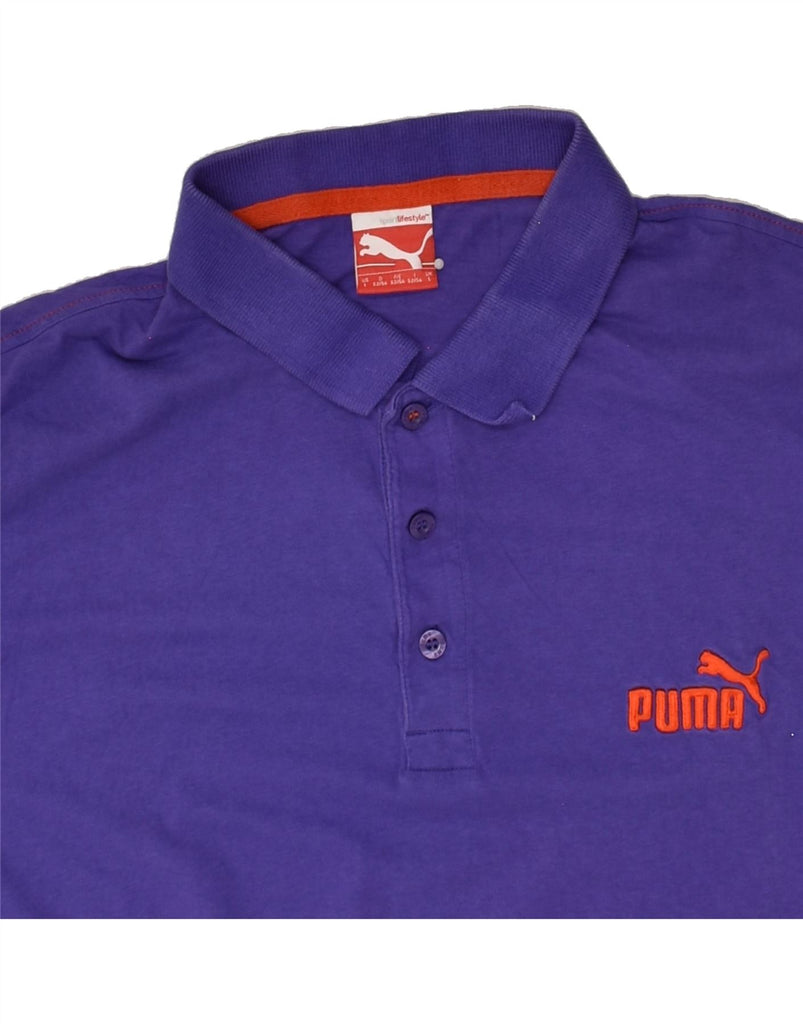 PUMA Mens Polo Shirt Large Purple Cotton | Vintage Puma | Thrift | Second-Hand Puma | Used Clothing | Messina Hembry 