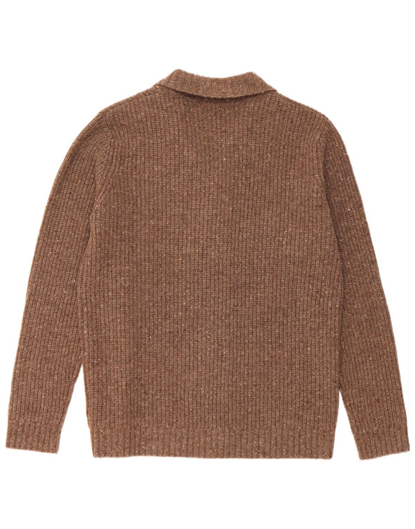 A.W.Dunmore Mens Cardigan Sweater EU 54 XL Brown Flecked Wool