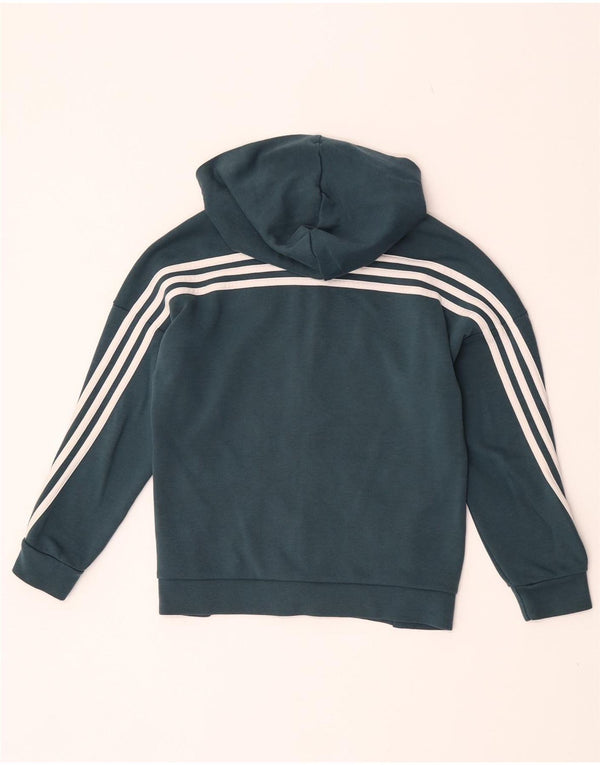 Adidas Boys Zip Hoodie Sweater 9-10 Years Green Cotton