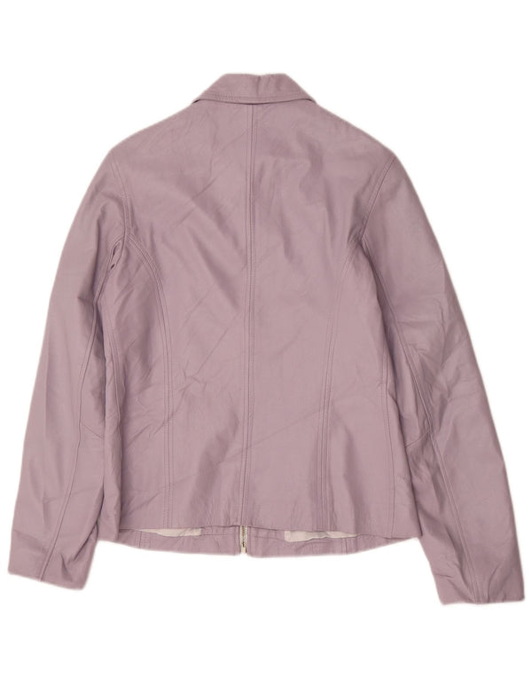 Segno Womens Leather Jacket UK 12 Medium Purple