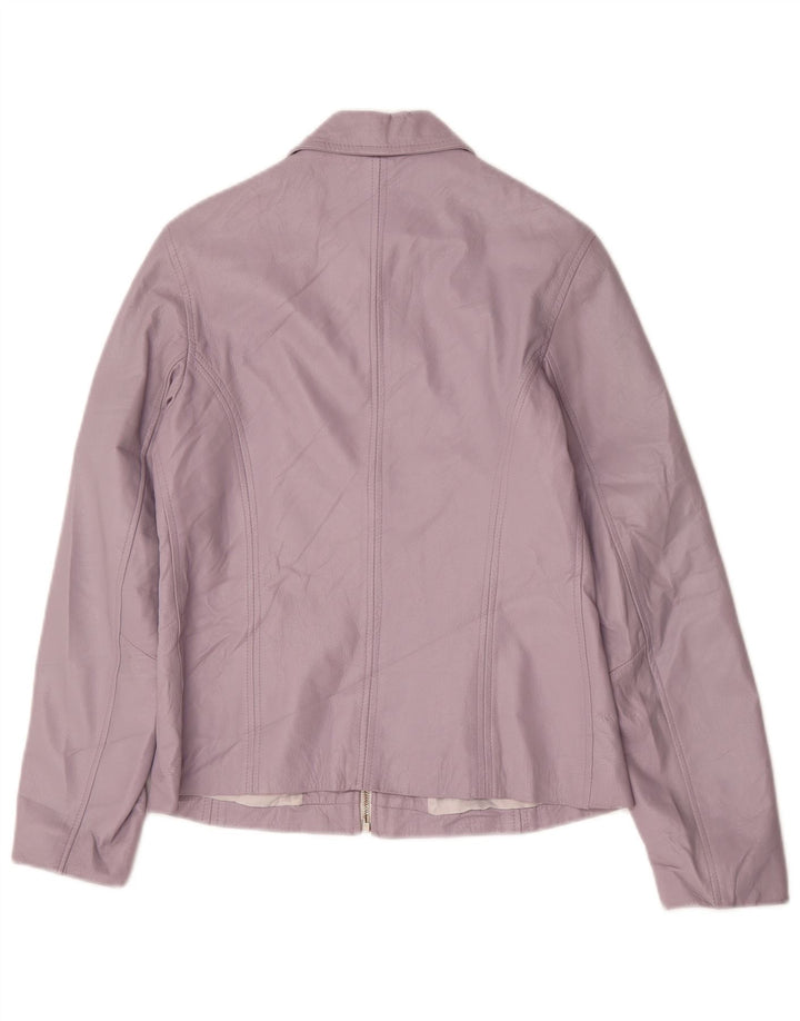 Segno Womens Leather Jacket UK 12 Medium Purple