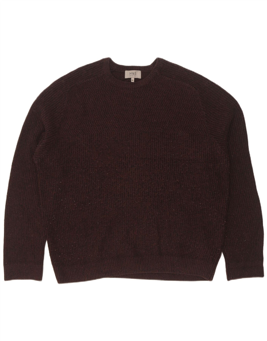 Zara Mens Crew Neck Jumper Sweater XL Brown Acrylic