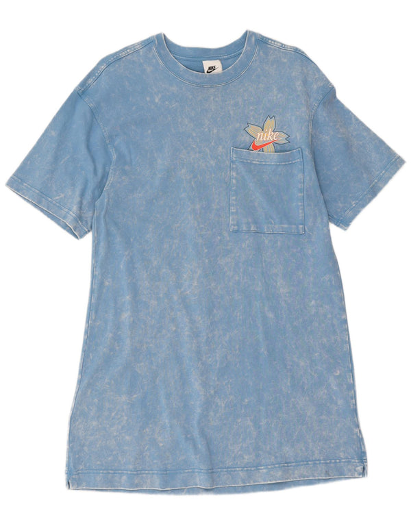 Nike Womens T-Shirt Dress UK 10 Small Blue Tie Dye Cotton