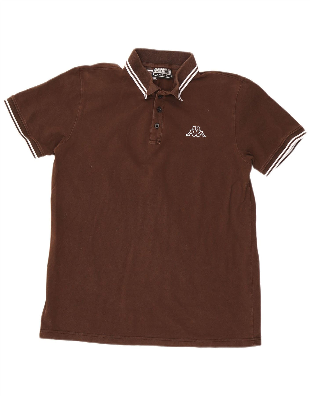 Kappa Mens Polo Shirt Large Brown Striped Cotton