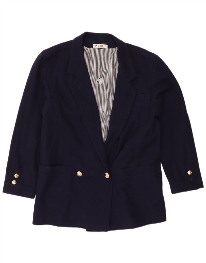 Vintage Womens Double Breasted Blazer Jacket IT 46 Large Navy Blue