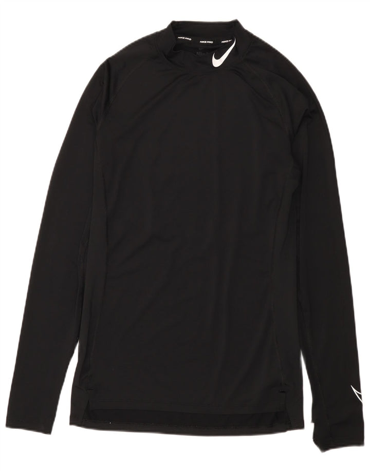 Nike Mens Dri Fit Graphic Top Long Sleeve Medium Black Polyester
