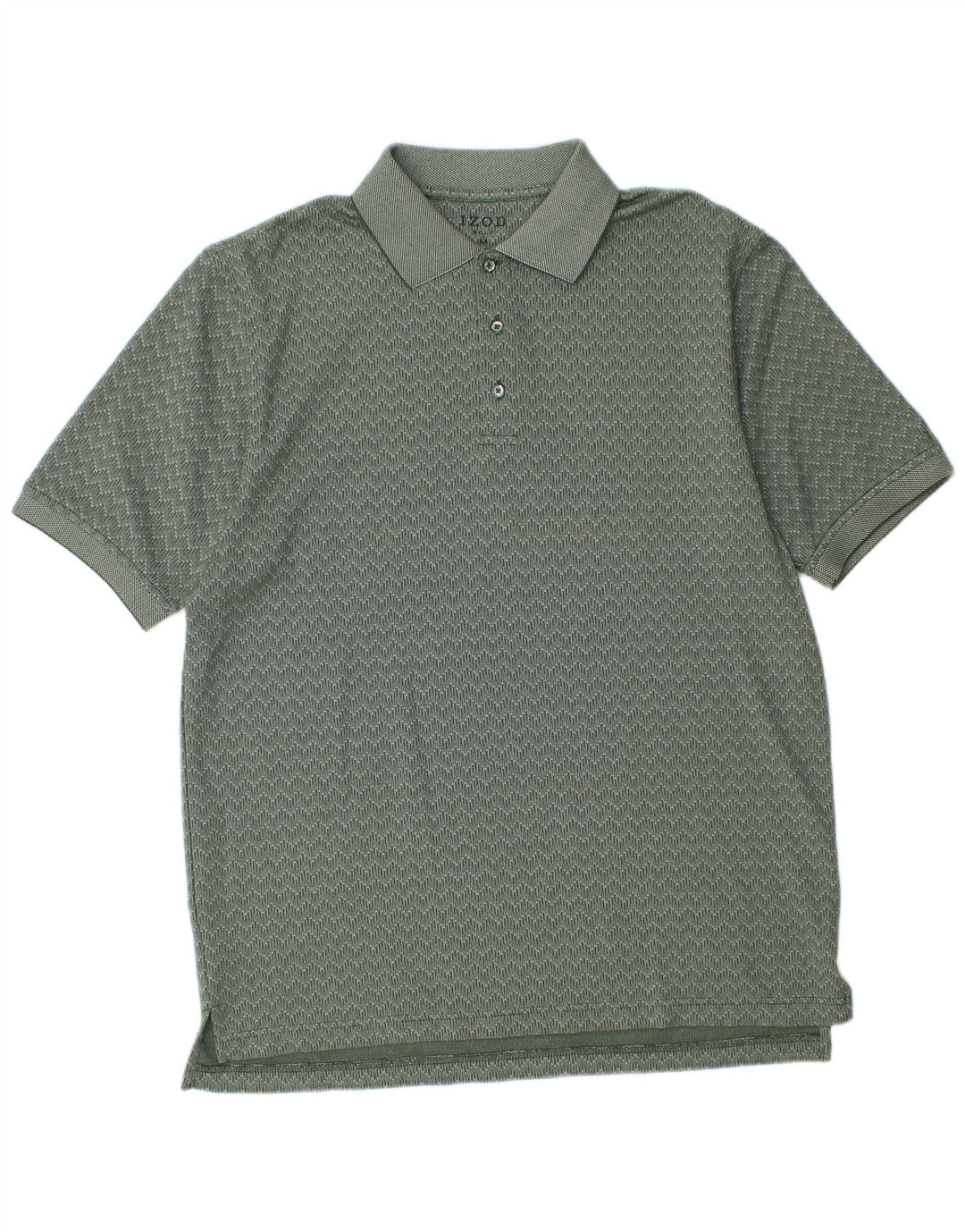 Izod Mens Polo Shirt Medium Green Chevron Cotton