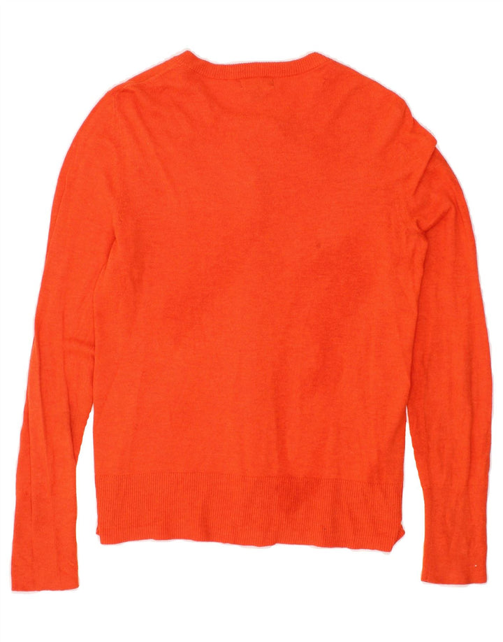 EDDIE BAUER Womens Cardigan Sweater UK 10 Small Orange Cotton Vintage Eddie Bauer and Second-Hand Eddie Bauer from Messina Hembry 