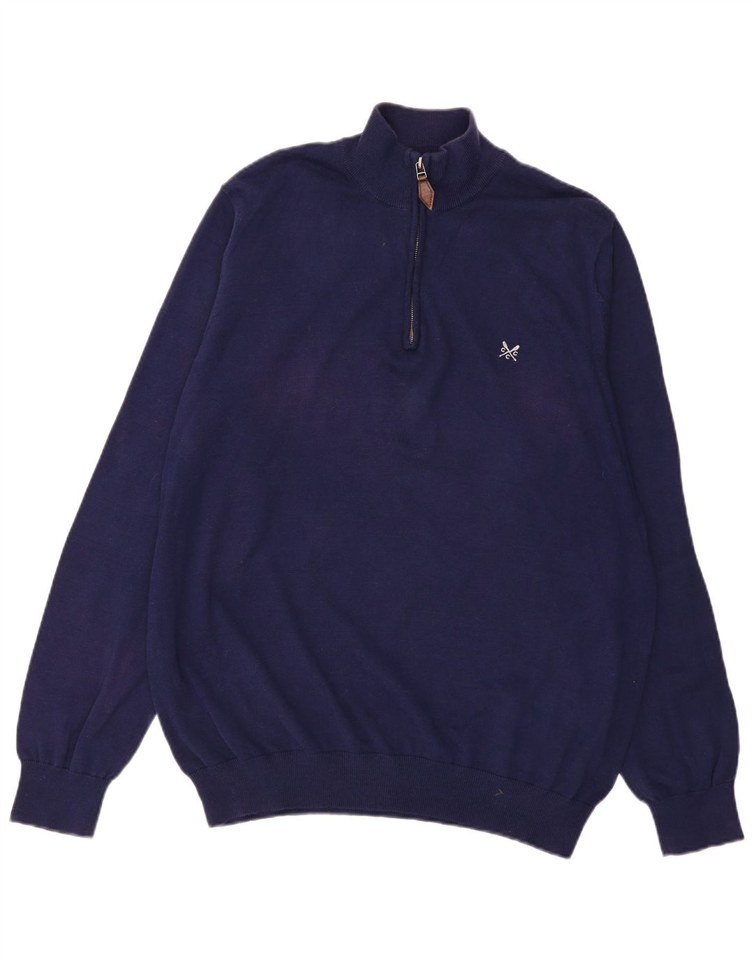 CREW CLOTHING Mens Zip Neck Jumper Sweater 3XL Navy Blue Cotton