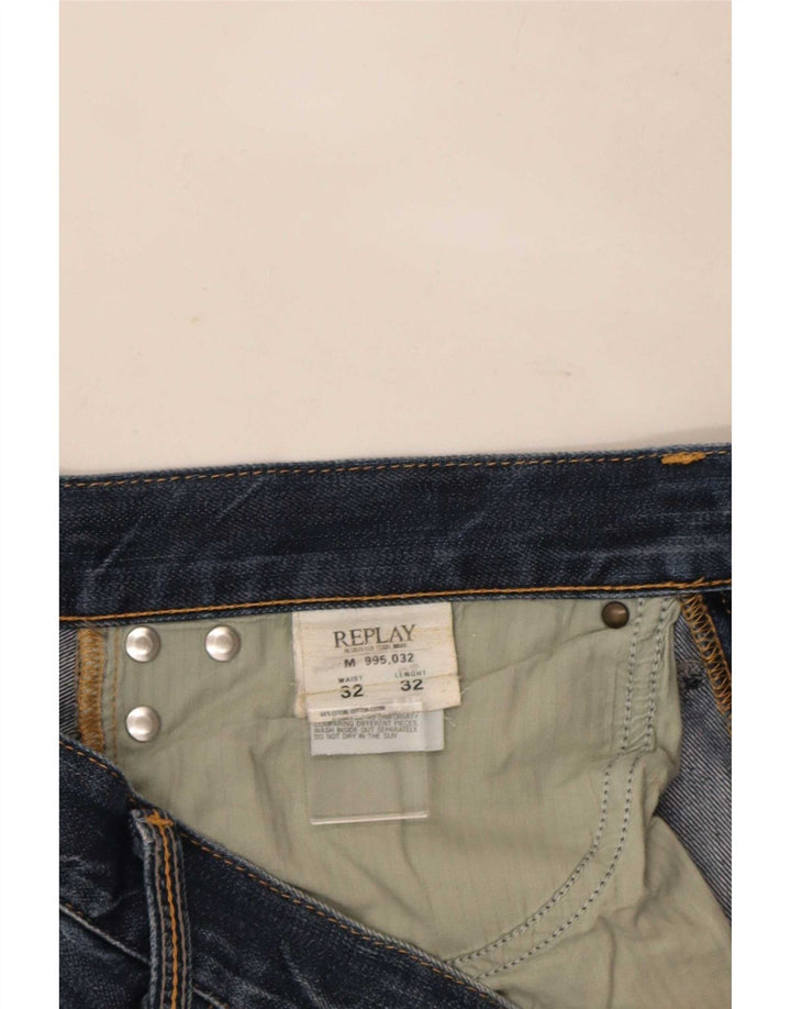 Replay Mens Slim Jeans W32 L32 Blue Cotton