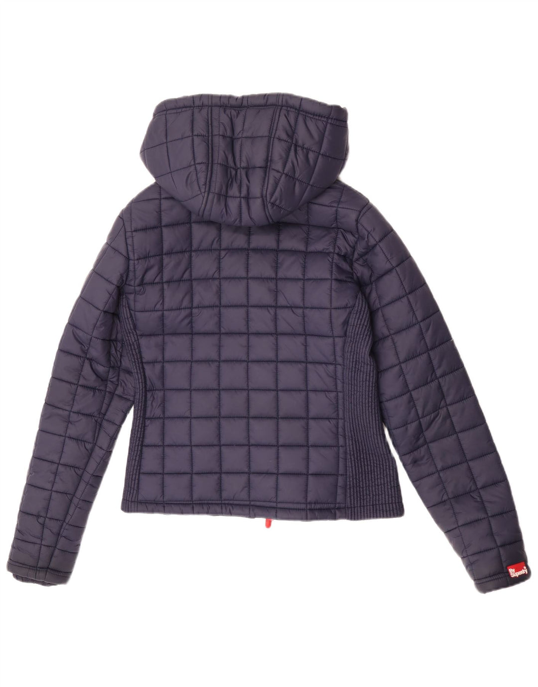 Superdry Womens Hooded Padded Jacket UK 12 Medium Navy Blue Nylon