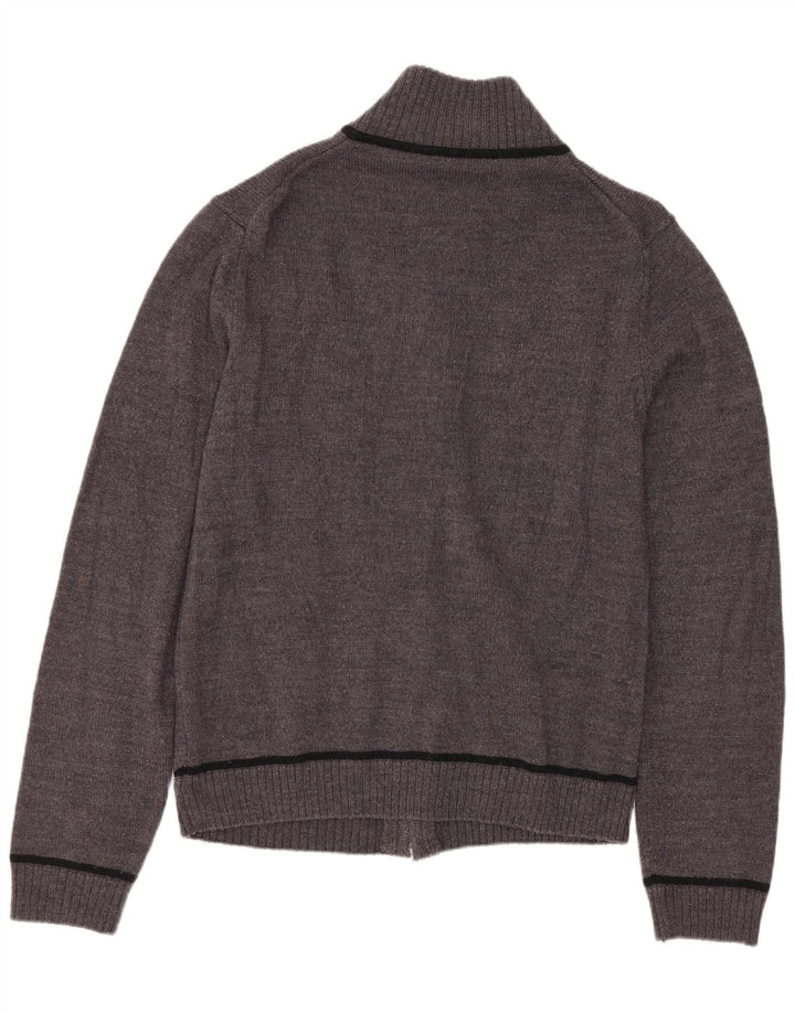 CALVIN KLEIN JEANS Womens Cardigan Sweater UK 10 Small Grey Virgin Wool