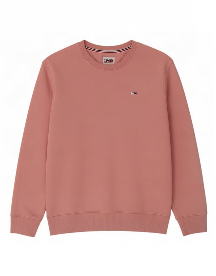 Tommy Hilfiger Mens Sweatshirt Jumper Large Pink Cotton
