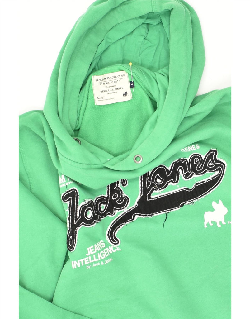 JACK & JONES Mens Slim Graphic Hoodie Jumper Large Green Cotton | Vintage Jack & Jones | Thrift | Second-Hand Jack & Jones | Used Clothing | Messina Hembry 