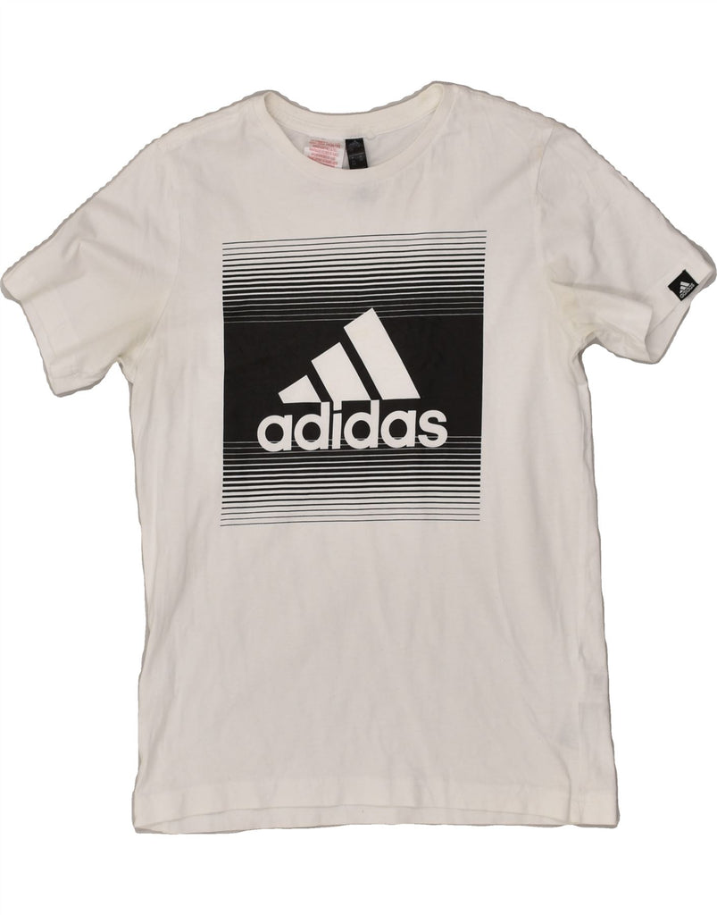 ADIDAS Boys Graphic T-Shirt Top 11-12 Years White Cotton | Vintage Adidas | Thrift | Second-Hand Adidas | Used Clothing | Messina Hembry 