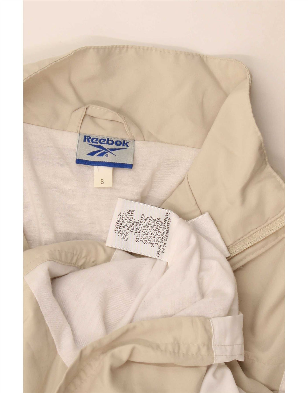 Reebok Womens Tracksuit Top Jacket UK 10 Small Beige Colourblock Polyester
