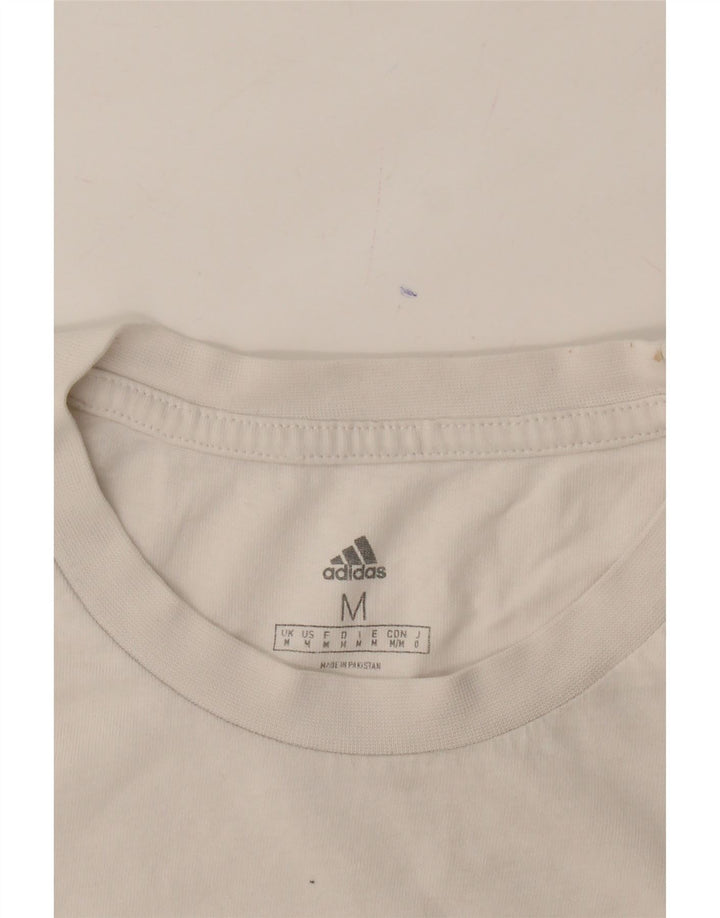 ADIDAS Mens Graphic T-Shirt Top Medium White Cotton Vintage Adidas and Second-Hand Adidas from Messina Hembry 