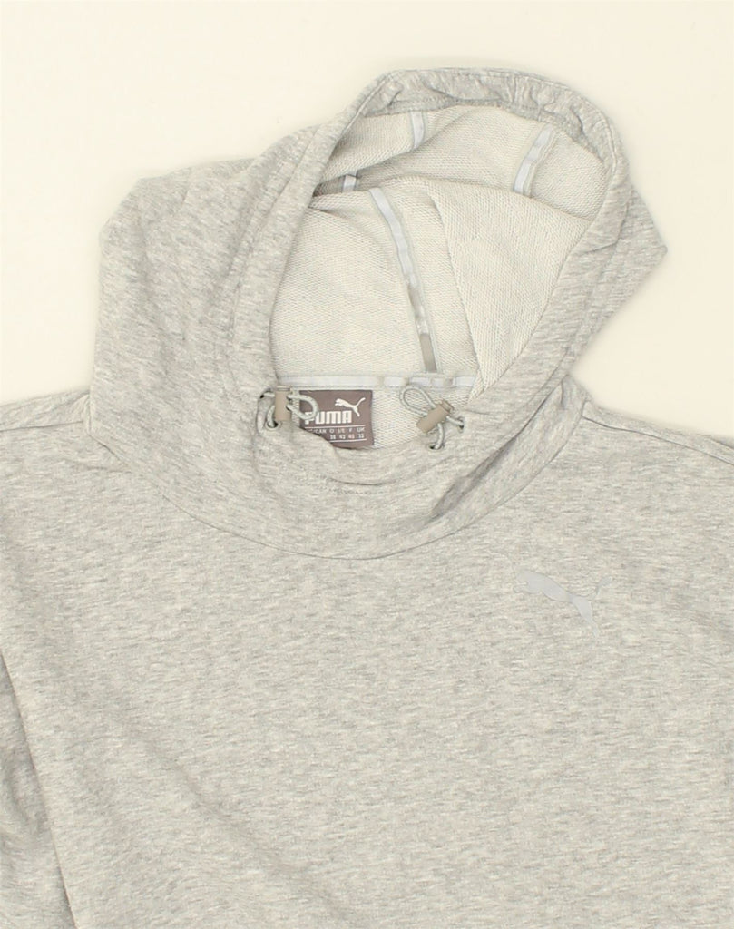 PUMA Womens Hoodie Jumper UK 12 Medium Grey Cotton | Vintage Puma | Thrift | Second-Hand Puma | Used Clothing | Messina Hembry 