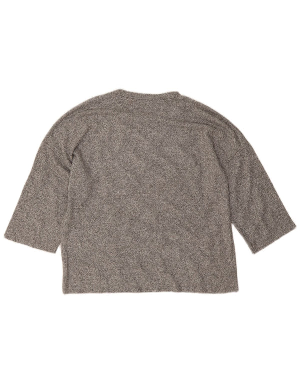 Zara Womens Oversized Top 3/4 Sleeve UK 10 Small Grey Flecked