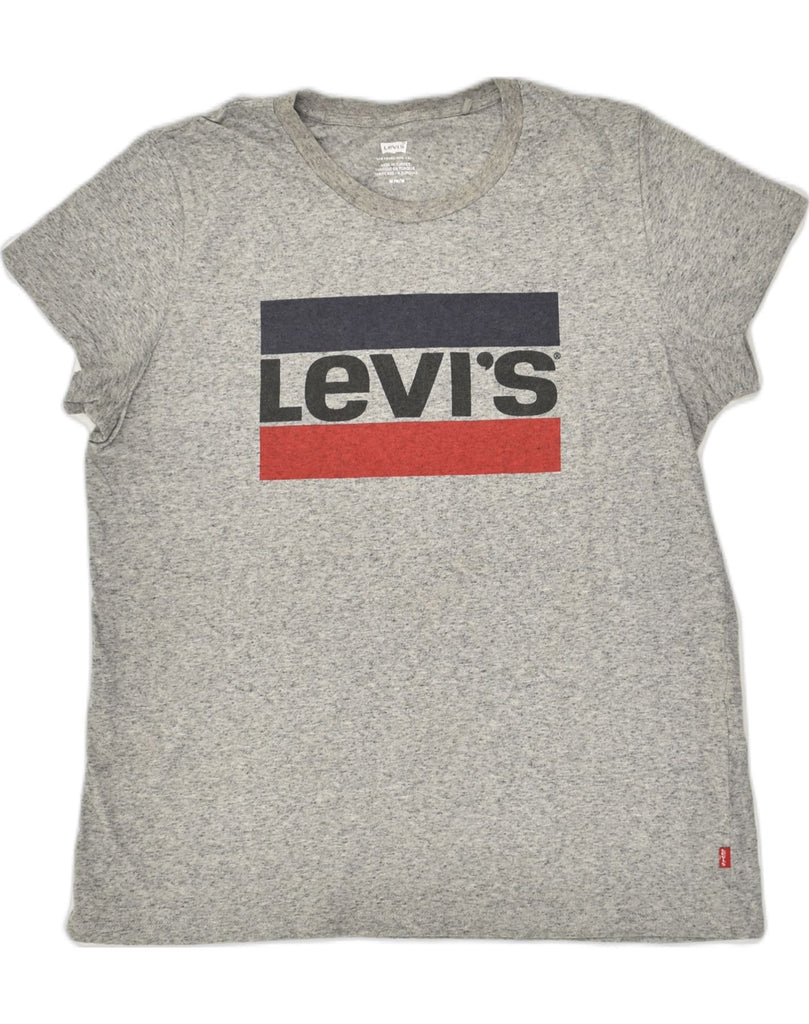 LEVI'S Womens Graphic T-Shirt Top UK 14 Medium Grey Cotton | Vintage Levi's | Thrift | Second-Hand Levi's | Used Clothing | Messina Hembry 