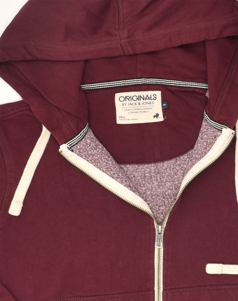 JACK & JONES Mens Zip Hoodie Sweater Small Burgundy Cotton | Vintage Jack & Jones | Thrift | Second-Hand Jack & Jones | Used Clothing | Messina Hembry 