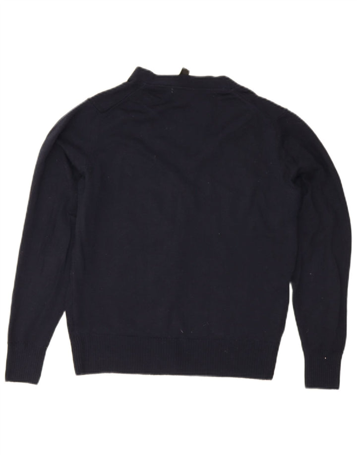 Zara Mens Cardigan Sweater Medium Navy Blue Wool