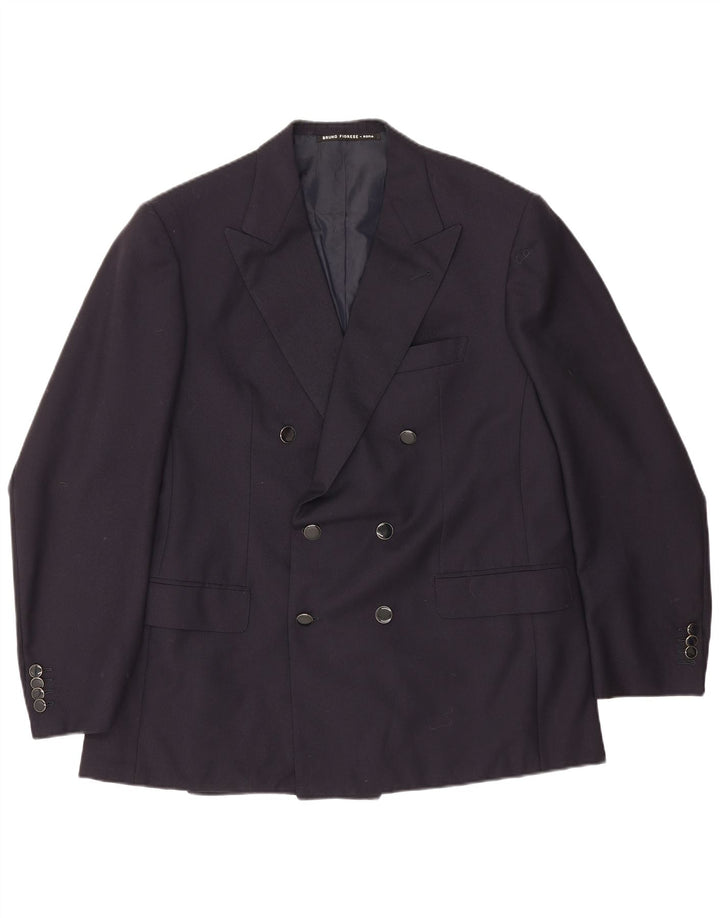 Vintage Mens Double Breasted Blazer Jacket UK 40 Large Navy Blue
