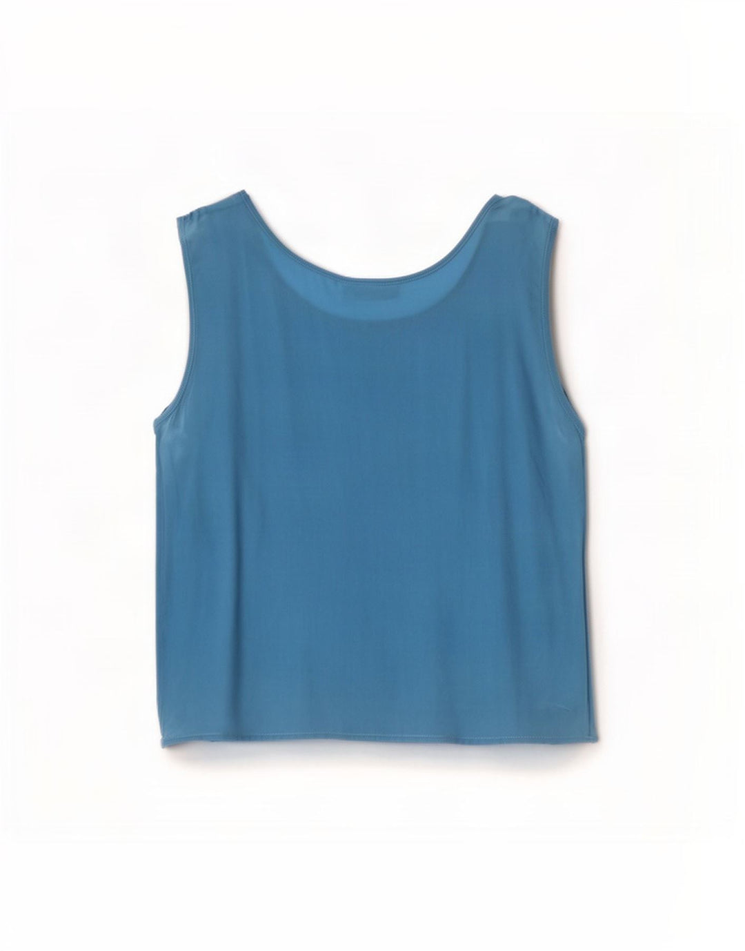 Vintage Womens Sleeveless Blouse Top IT 44 Medium Blue Silk