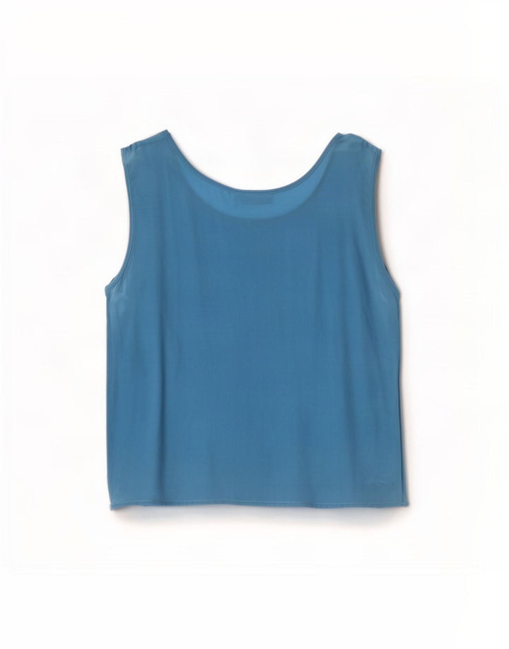 Vintage Womens Sleeveless Blouse Top IT 44 Medium Blue Silk