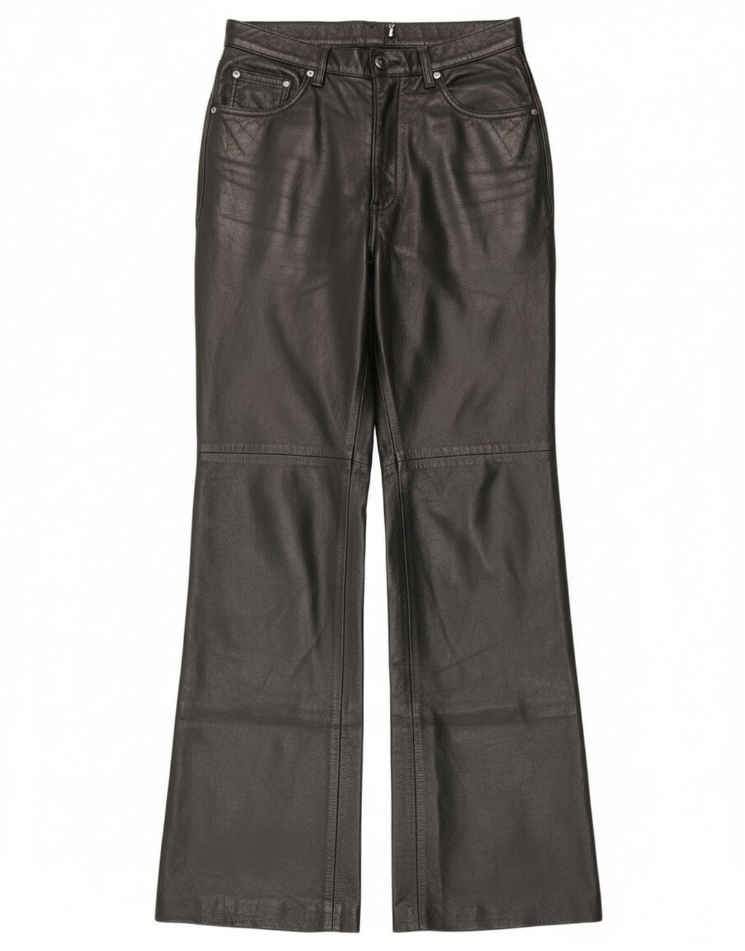 Vintage Womens Bootcut Leather Trousers IT 44 Medium W28 L30 Black Leather